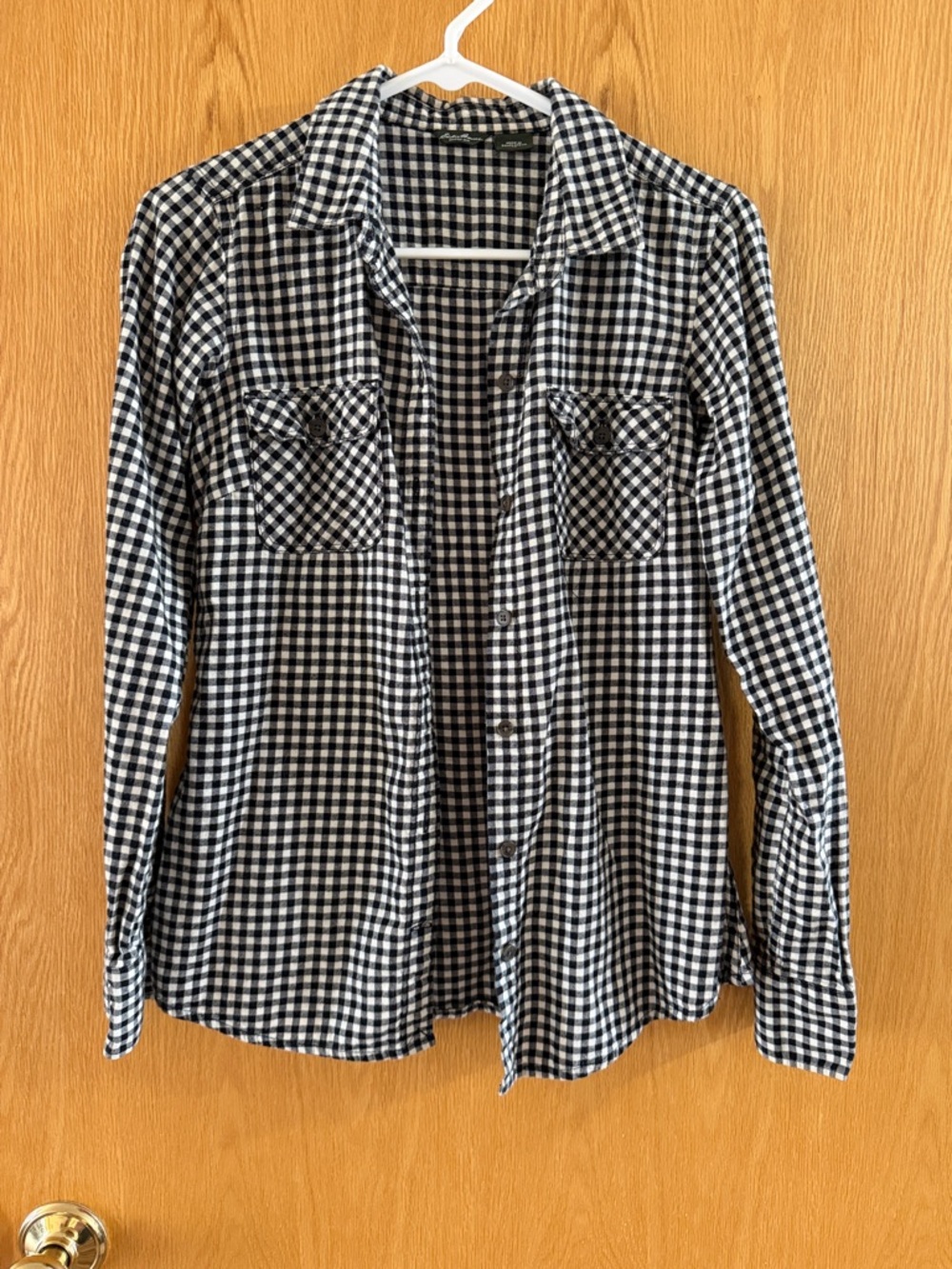 Eddie Bauer Black and White Gingham Button-Up Shirt